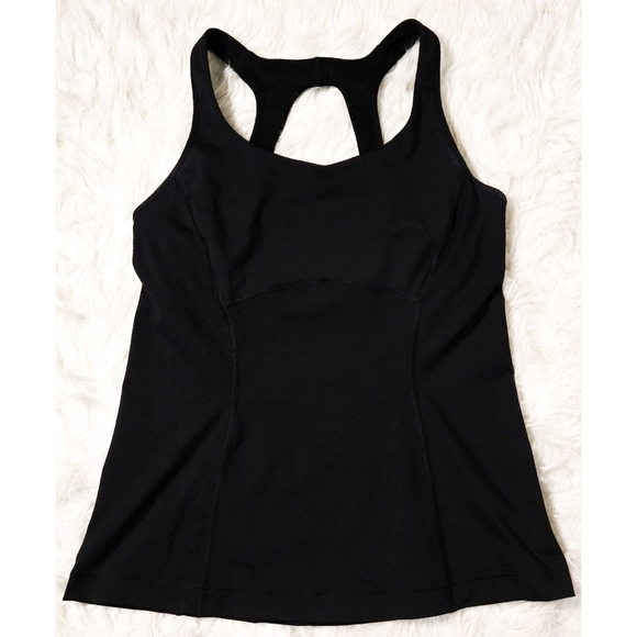 Lululemon Black Tank Top Sleeveless Built In Sports Bra Mesh Workout Racerback - Picture 1 of 4